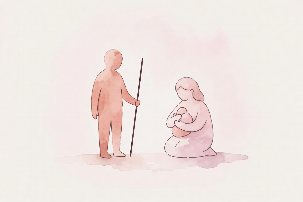 A sober watercolor illustration for an article about self-compassion is not permissiveness. learn what the evidence says about harsh self-demand, motivation, responsibility, rumination, and sustainable change.