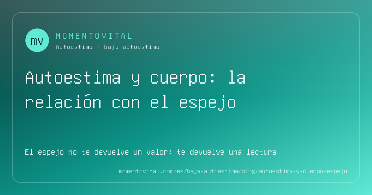 Ilustración con gradiente azul y arena sobre el concepto de mirar el espejo sin que la imagen defina el valor propio, con una silueta frente a un reflejo suave